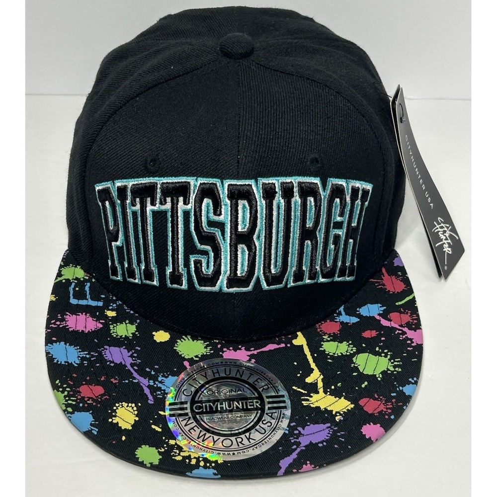 Pittsburgh Pennsylvania City Hunter SnapBack Hat Baseball Cap Unique Paint Splat